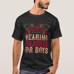 T-shirt Reindeer Face, Wearing Glasses For Boys