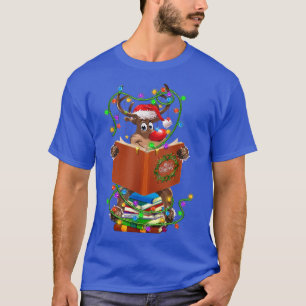 T-shirt Reindeer Lecture Livres Lumières de Noël Ornements