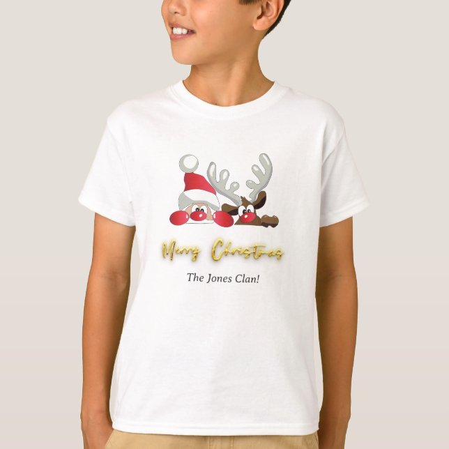 T-shirt Reindeer Père Noël Joyeux Noël Custom Modern Boy (Devant)