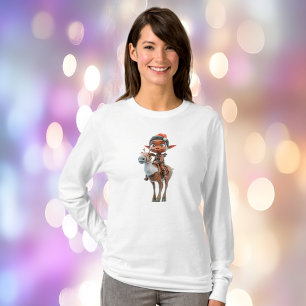 T-shirt Reindeer Rider Christmas Elf Drôle féminin