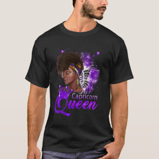T-shirt Reine Capricorne Violette Afro-Américaine Déc Jan