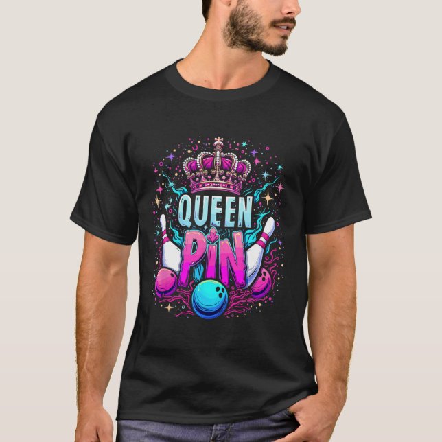 T-shirt Reine Chemise à pinces Joueuse de quilles Ligue de (Devant)