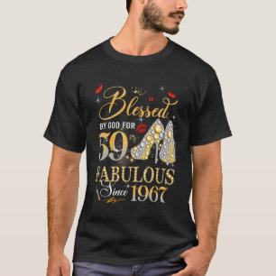 T-shirt Reine de 59 ans anniversaire Bénie par Dieu 59 Fab