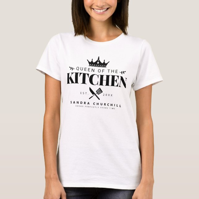 T-shirt Reine de la Couronne de la cuisine Dame Chef perso (Devant)