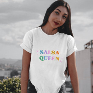 T-shirt reine de la danse salsa latin moderne simple blanc