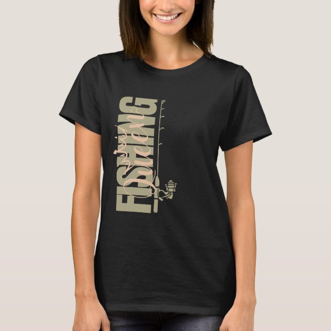 T-shirt Reine de pêche | rose en armée | Vertical (Devant)