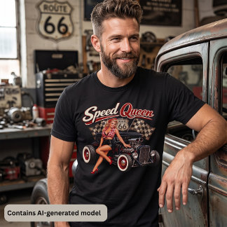 T-shirt Reine de Vitesse Pin-Up Fille Hot Rod Vintage