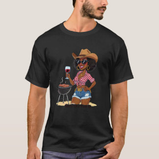 T-shirt Reine femme noire cowgirl BBQ Snatched