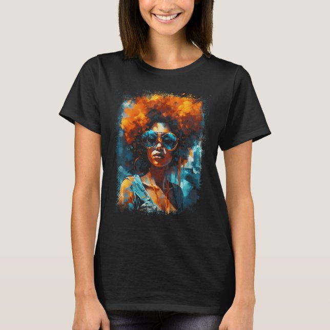 T-shirt Reine noire Afro Melanin Dripping Junet134 (Devant)
