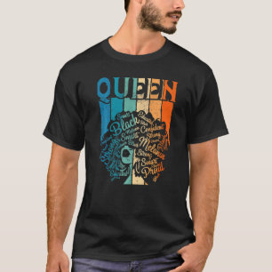 T-shirt Reine Noire Vintage Rétro Forte Confiance Éduquer
