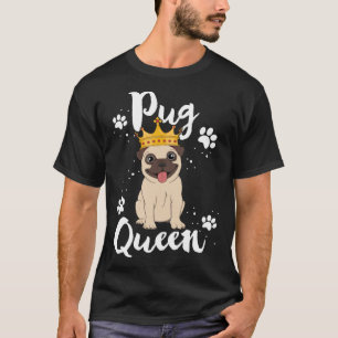 T-shirt Reine Pug Femmes Mère Maman Chien Chiens Espace