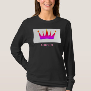 T-shirt Reine Texte personnalisé Couronne Image Noir Manch