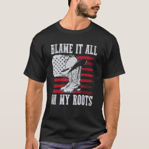 T-shirt Rejetez La Faute Sur Mes Racines Chapeau De Bottes