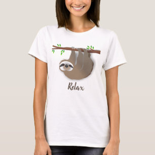 T-shirt Relax Brown Hanging Sloth sur la branche d'arbre