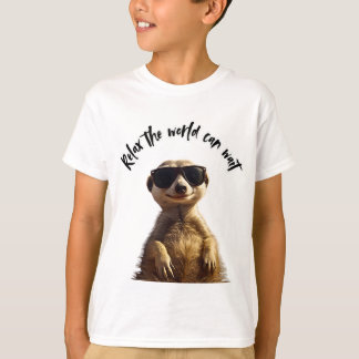 T-shirt Relax – The World Can Wait | Cool Meerkat with Sun