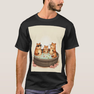 T-shirt Relaxation Capybara dans un Bain à Remous Thé aux