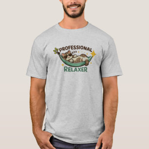 T-shirt Relaxeur Professionnel Chat Drôle dans un Hamac Lu