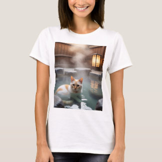 T-shirt Relaxing Hot Spring Cat