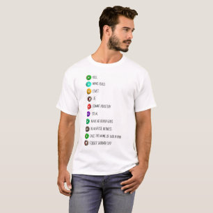 T-shirt religion drôle d'humour de message de liste de di
