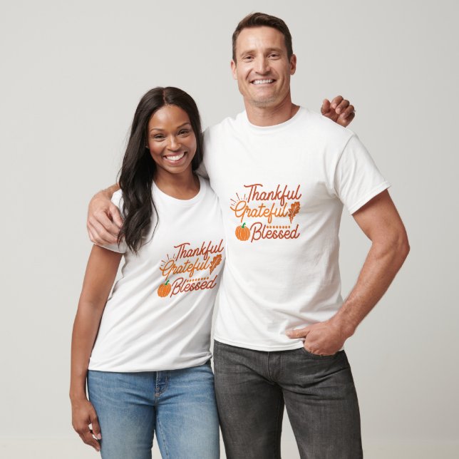 T-shirt Remerciements Grateful Bienheureuse Typographie (Unisexe)