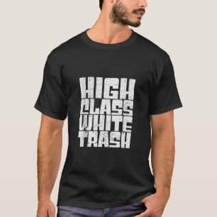T-shirt Remorque à cou rouge haute classe à poubelle blanc