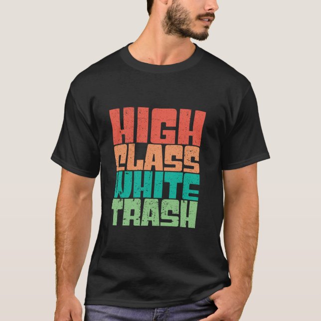 T-shirt Remorque à cou rouge haute classe Blancs poubelle  (Devant)