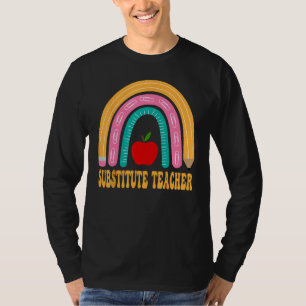 T-shirt Remplacer Teacher Rainbow Cute Retour À L'Applicat