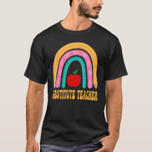 T-shirt Remplacer Teacher Rainbow Cute Retour À L'Applicat