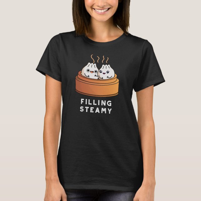 T-shirt Remplissage Steamy Funny Dimsum Bao Pun Dark BG (Devant)