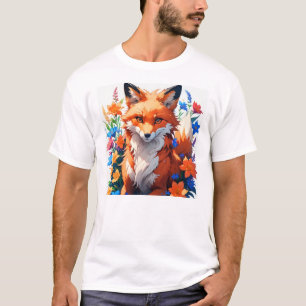 T-shirt Renard à fleurs