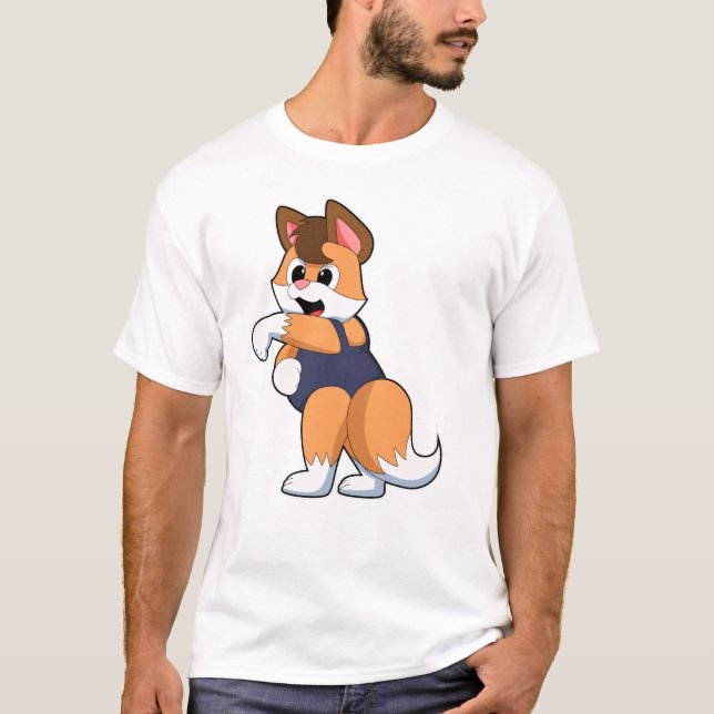 T-shirt Renard à la natation avec maillot de bain (Devant)