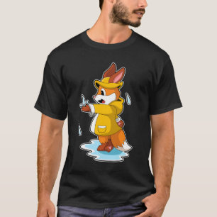T-shirt Renard à la pluie avec gouttes de pluie