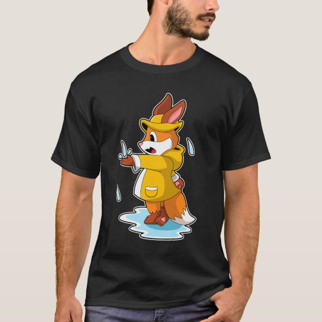 T-shirt Renard à la pluie avec gouttes de pluie (Devant)