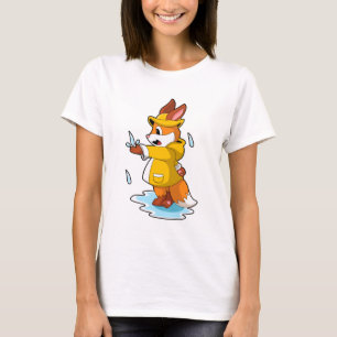 T-shirt Renard à la pluie avec gouttes de pluie