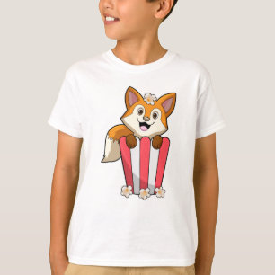 T-shirt Renard à manger avec Popcorn