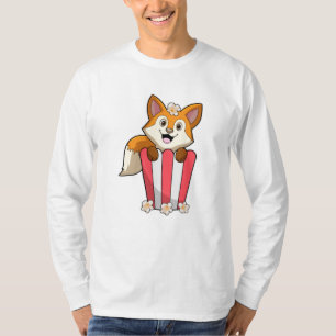 T-shirt Renard à manger avec Popcorn