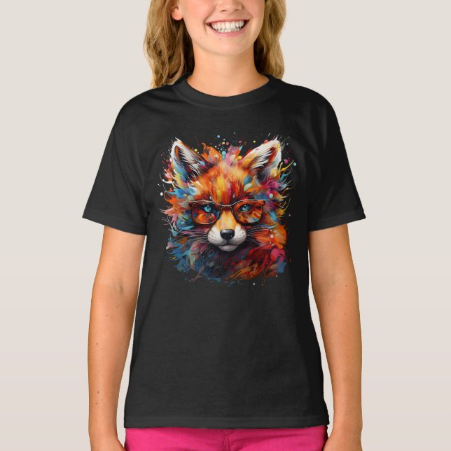 T-shirt Renard Abstrait libre sauvage (Devant)