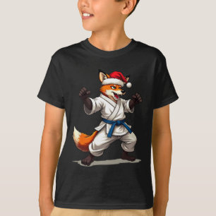 T-shirt Renard animal drôle en Karate Uniforme pour Noël H