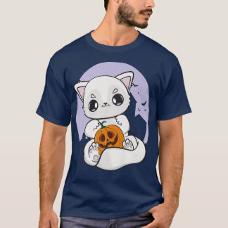 T-shirt Renard Arctique Avec Citrouille Kawaii Pour Une Mi