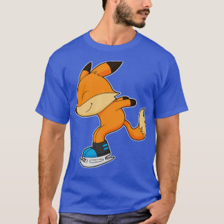 T-shirt Renard au patinage sur glace avec patins sur glace