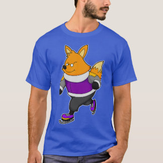 T-shirt Renard au patinage sur glace avec patins sur glace