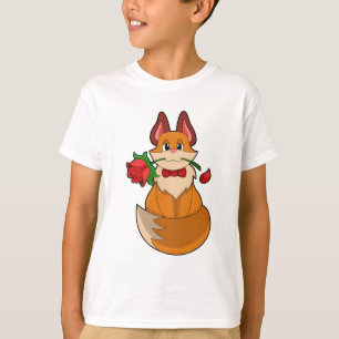 T-shirt Renard avec fleur Rose