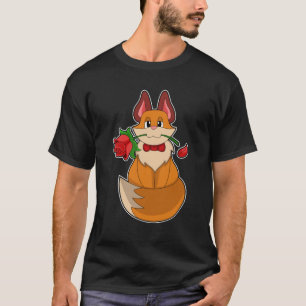 T-shirt Renard avec fleur Rose