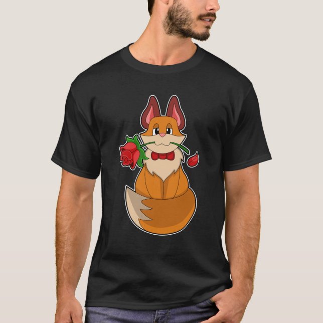T-shirt Renard avec fleur Rose (Devant)