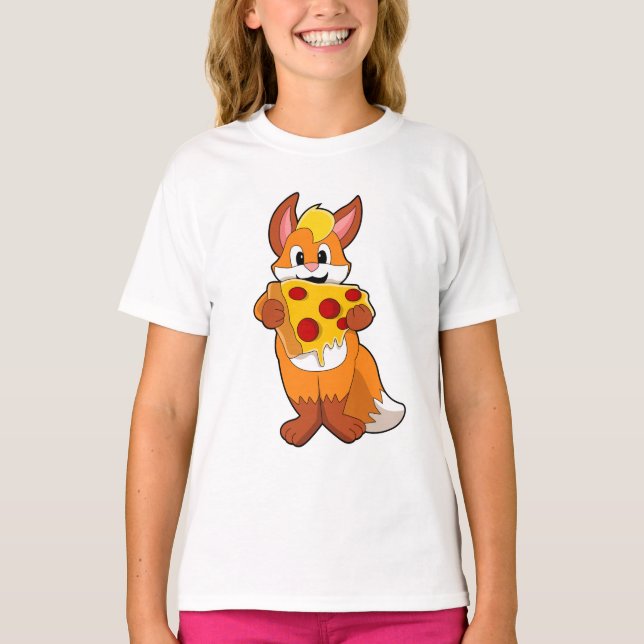 T-shirt Renard avec pizza (Devant)