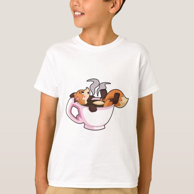 T-shirt Renard avec tasse à café (Devant)
