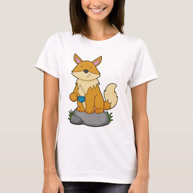 T-shirt Renard avec tasse de café (Devant)