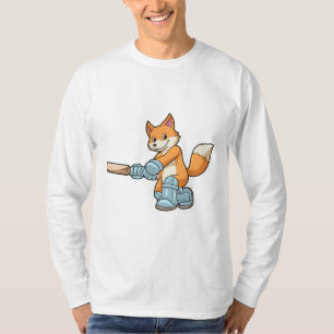 T-shirt Renard comme batteur avec chauve-souris de cricket