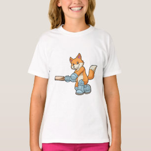T-shirt Renard comme batteur avec chauve-souris de cricket