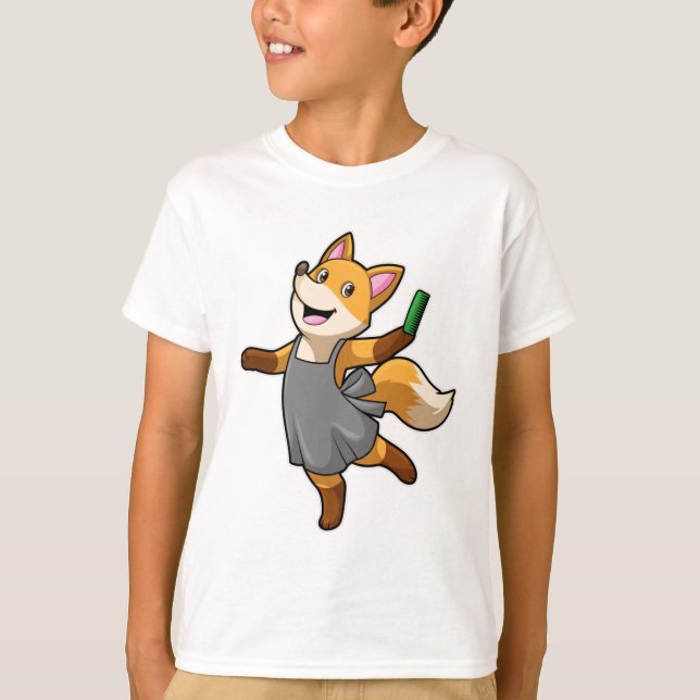 T-shirt Renard comme coiffeur avec ciseaux (Devant)